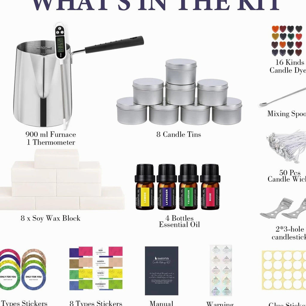 Complete Candle Making Kit for Adults, DIY Starter Soy Candle Making Supplies