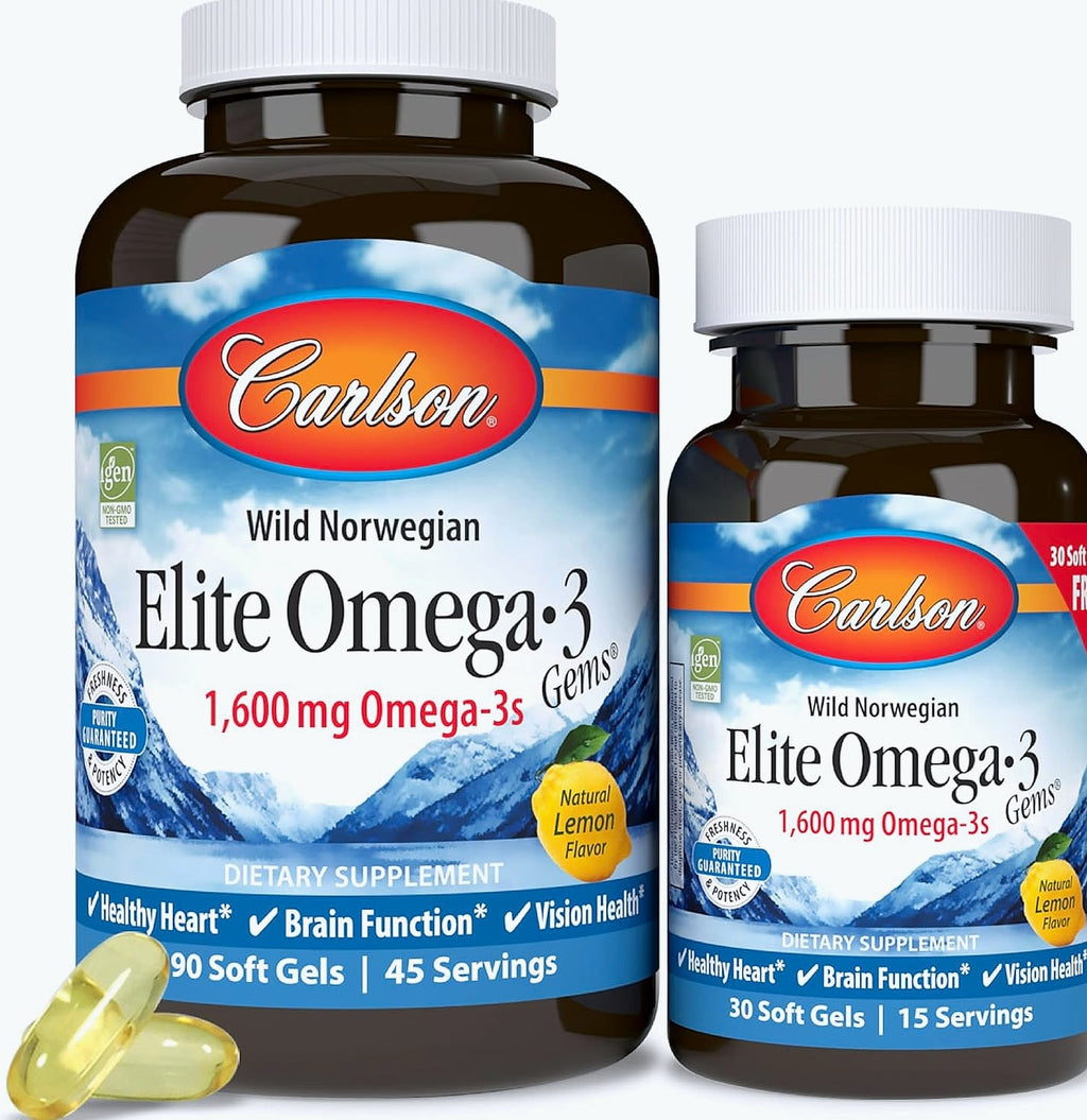 Carlson Elite Omega-3 Gems 1600mg Fish Oil Softgels