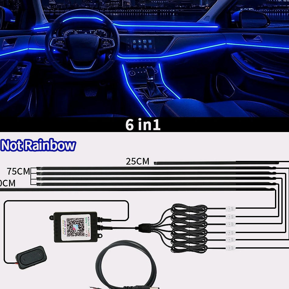 WUMFIRE RGB LED Car Ambient Light Strip Kit with App Control
