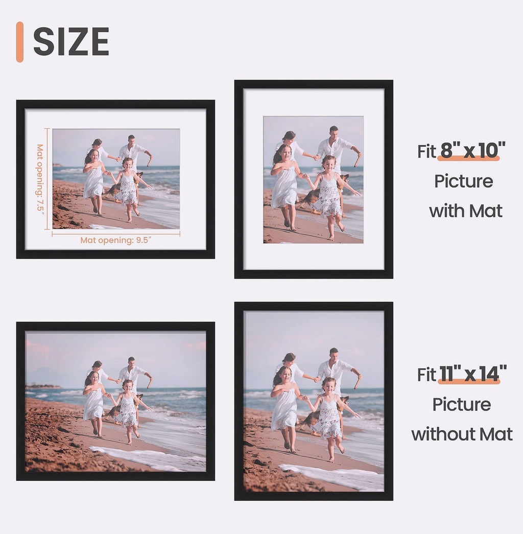Upsimples 11x14 Picture Frame for 8x10 Photos with Mat