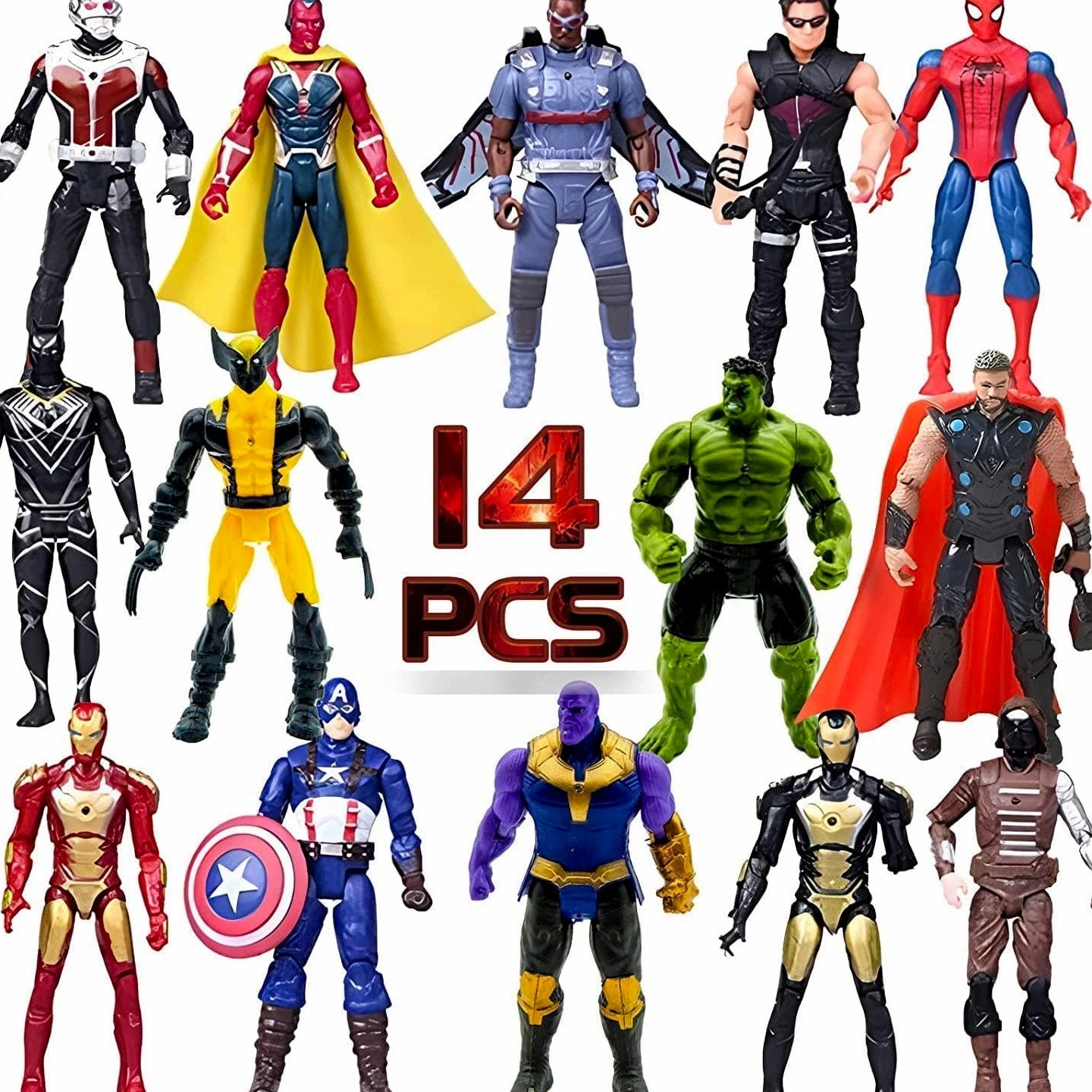 MUKSSE 14 pcs Big Set Superhero Action Figures – Collectible Models 6.5-inche...
