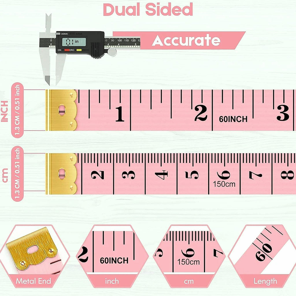 iBayam 60-Inch Soft Measuring Tape, 5-Pack for Sewing and Body Measurement