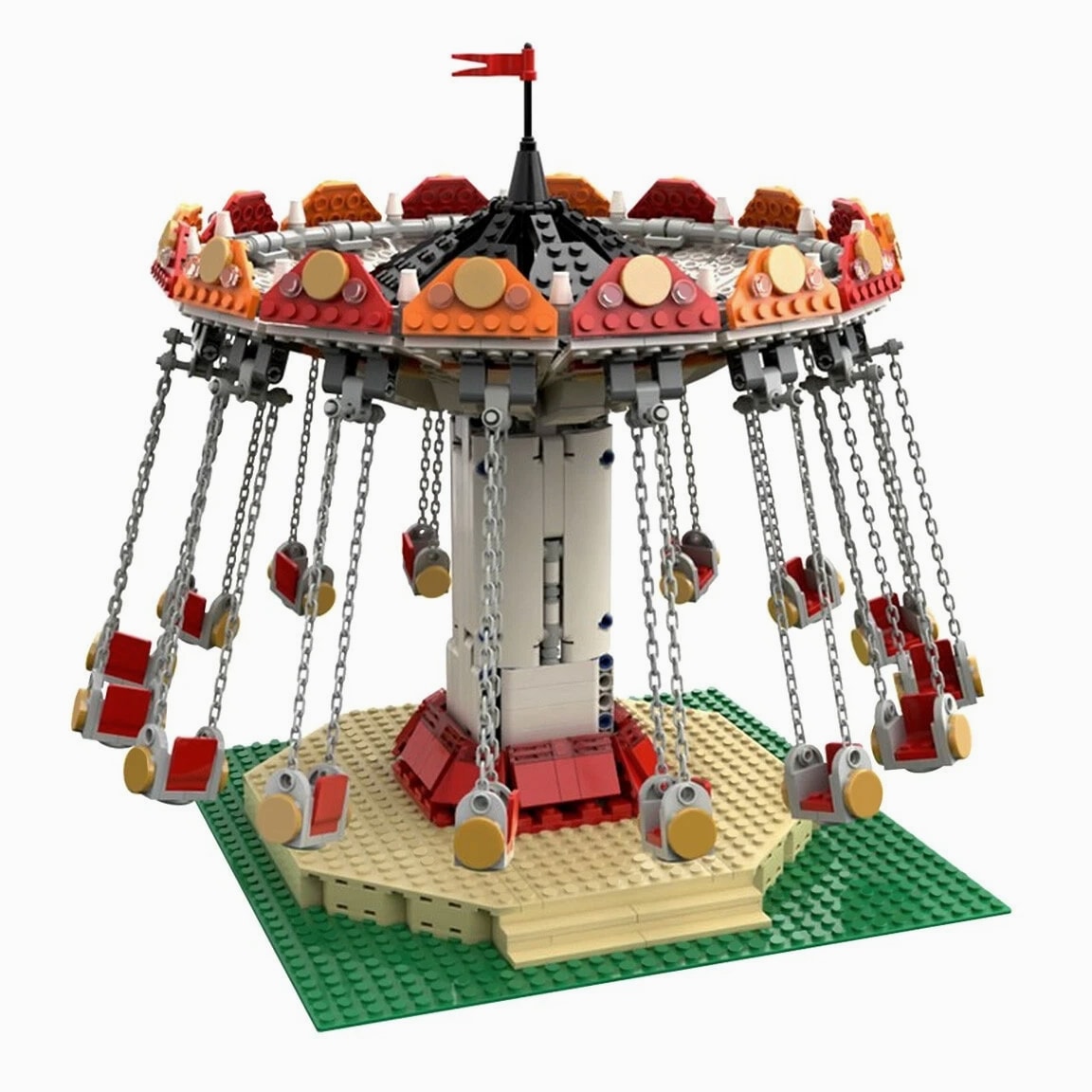 RC Swing Ride Carousel with Power Functions Motors Kits Building Toys MOC Construction