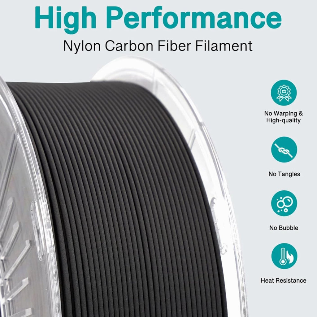 Carbon Fiber Nylon Filament PA6-CF 3D Printer Filament 1.75Mm 1Kg - PC Spool