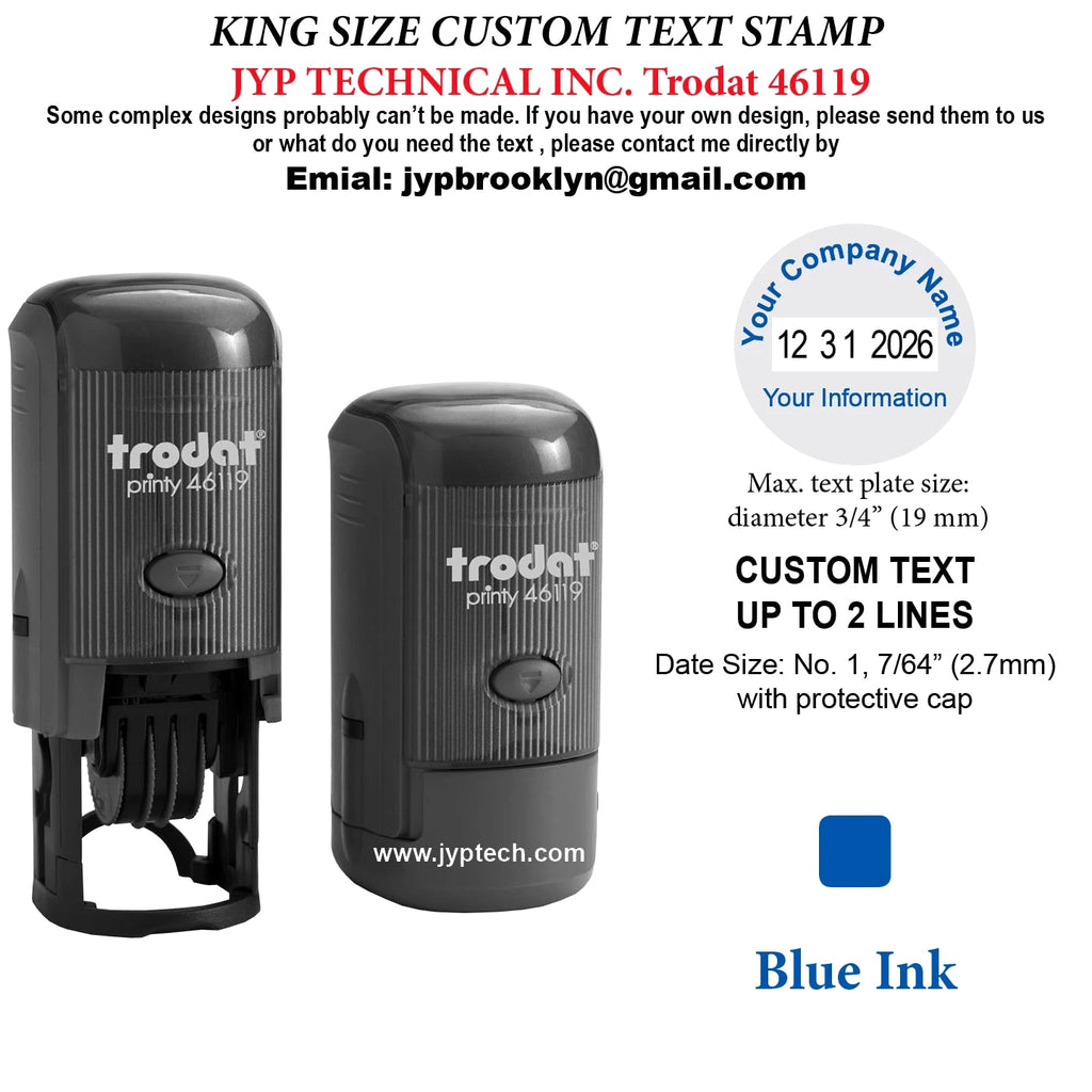 Trodat 46119 Round Rubber Self Inking Stamp 2 Lines Text and Date