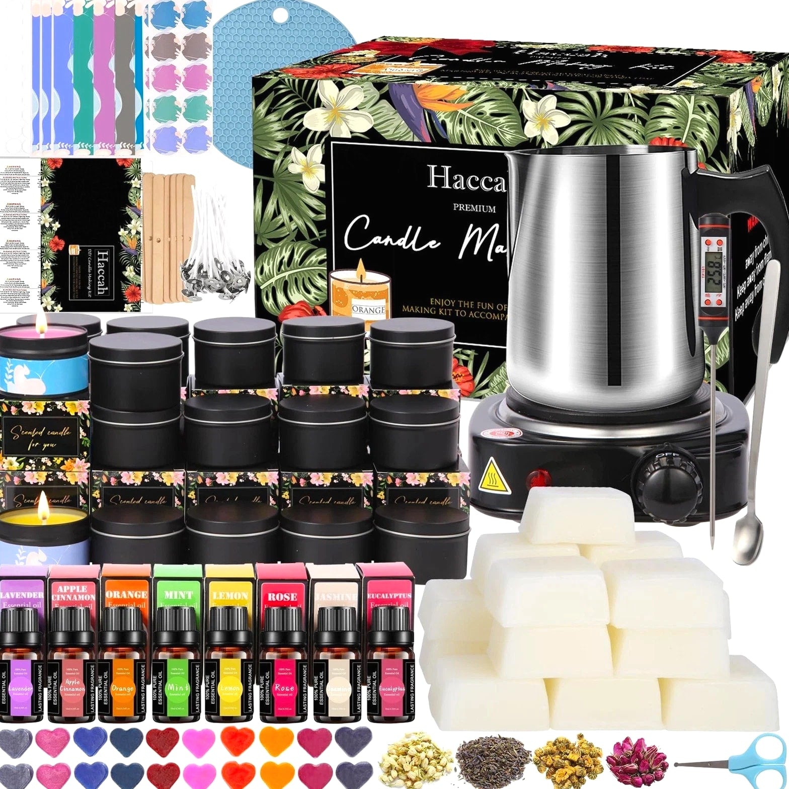 Complete Candle Making Kit with Wax Melter, Candle Making Supplies, DIY Arts & Crafts