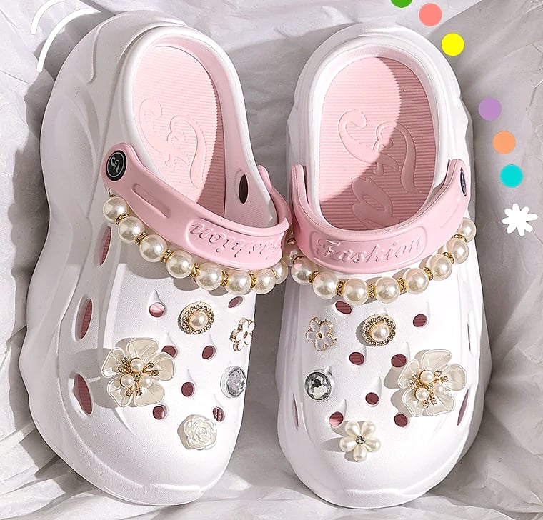 Pearl Chain Chunky Platform Sandals for Women