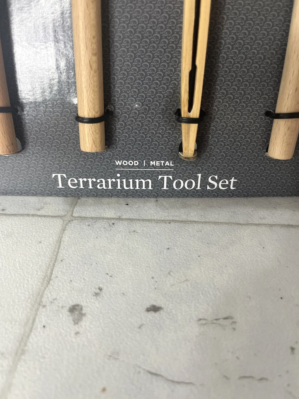 Better Homes & Gardens Terrarium Tool Set Wood Metal Rake Shovel Brush Tweezers