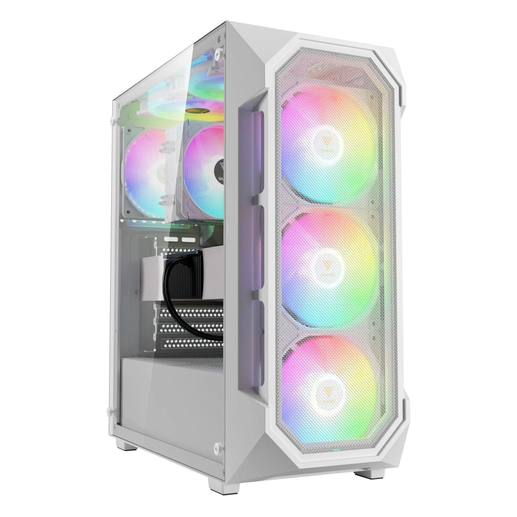 ATX Mid Tower Gaming PC Case with Tempered Glass and 4x 120mm Fans