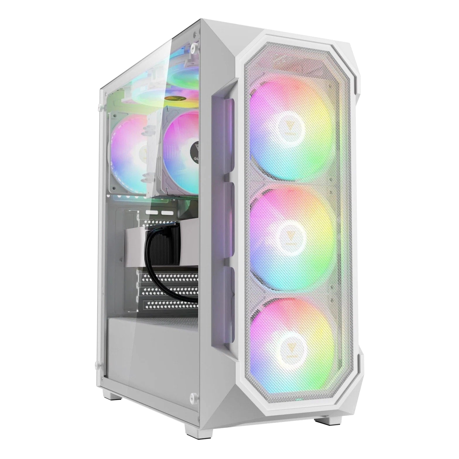 ATX Mid Tower Gaming PC Case with Tempered Glass and 4x 120mm Fans