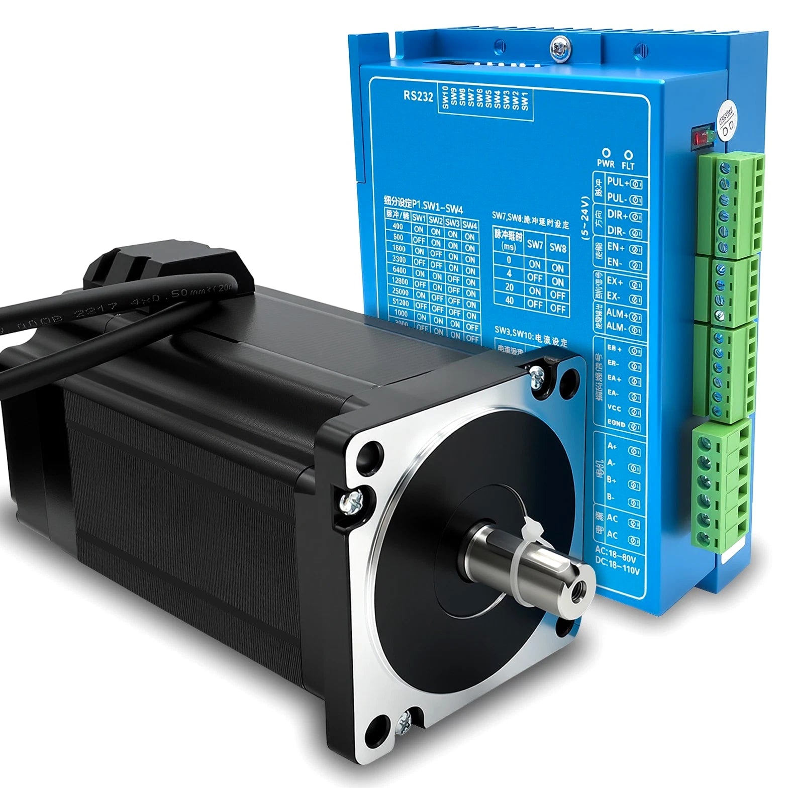 1/5-Axis NEMA34 Closed-Loop 86-Step Hybrid Stepper Motor Driver Power Supply Kit