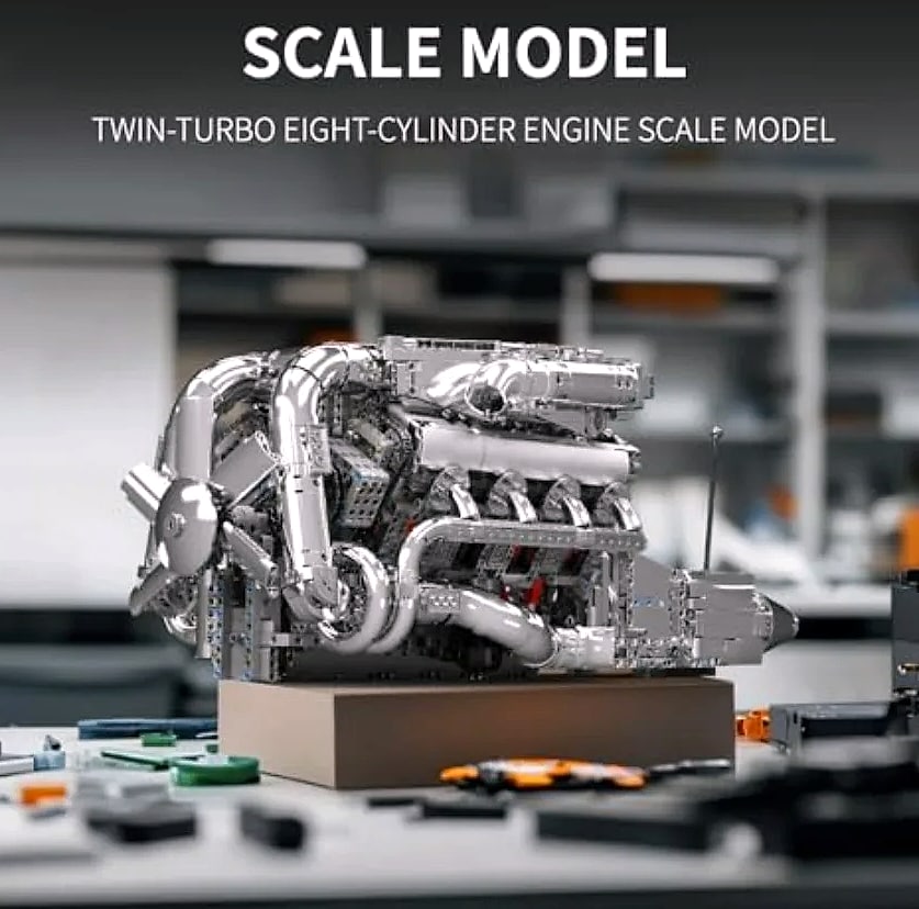 Mould King V8 Twin-Turbo Engine Model Kit 2899 Pieces