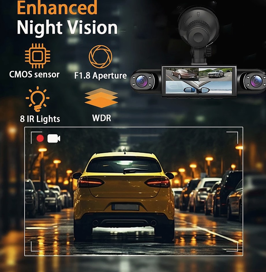4 Channel Dash Cam WiFi 1080P FHD Night Vision Parking Mode