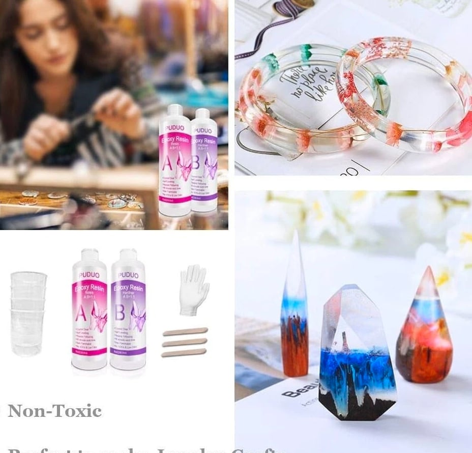Non-Toxic 16 Oz Epoxy Resin Kit - Crystal Clear Finish for Crafting & Jewelry
