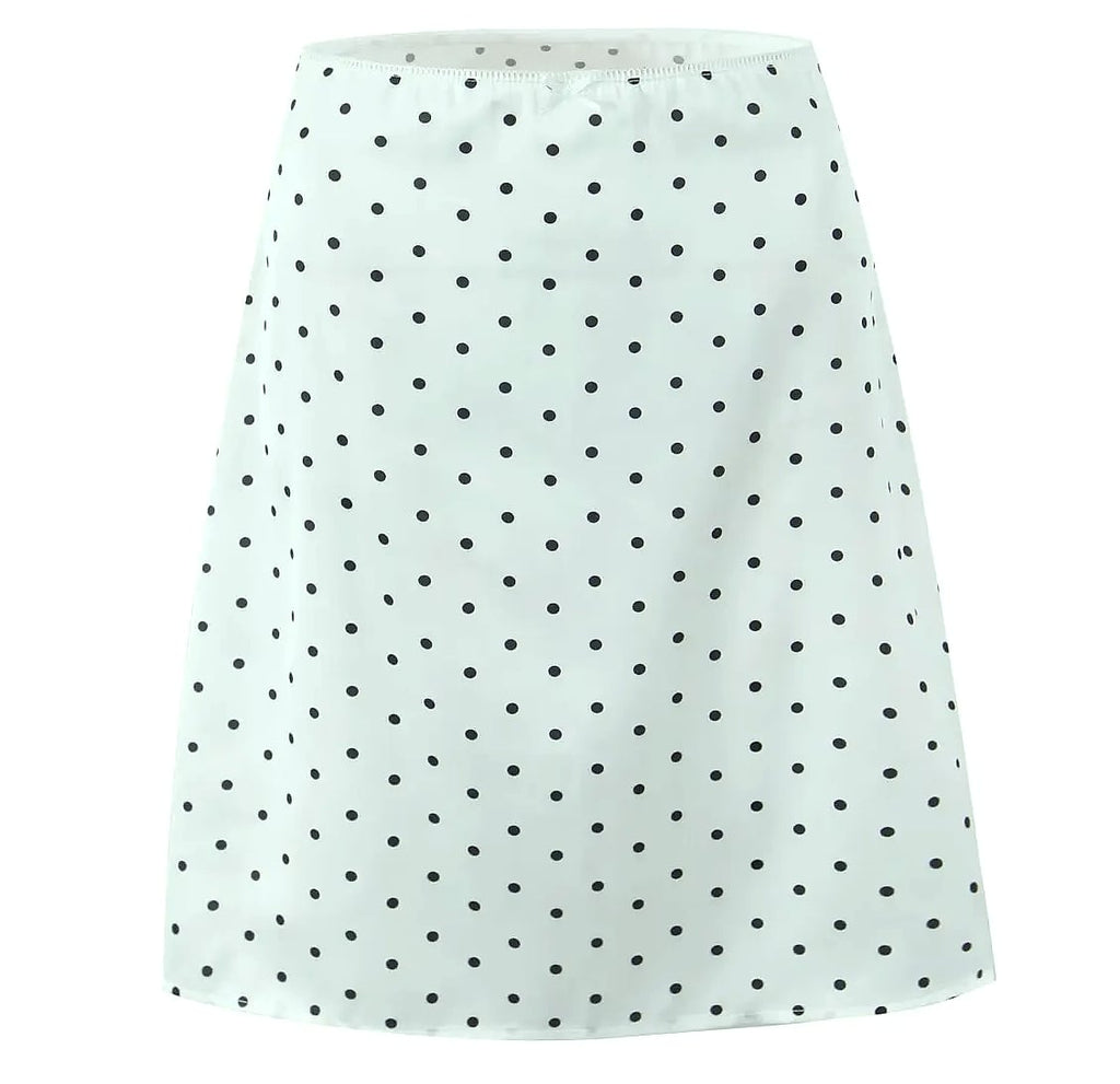 YENKYE Women Vintage Polka Dot A-Line Knee Skirt