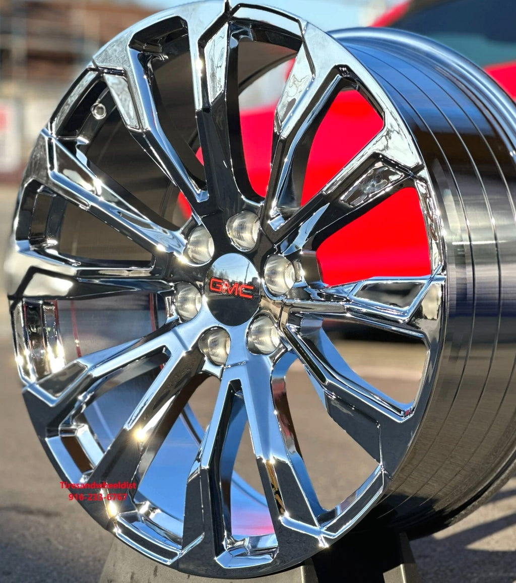 26'' inch Chrome Wheels Tires fit Yukon Silverado Tahoe FR203 Escalade Sierra XL