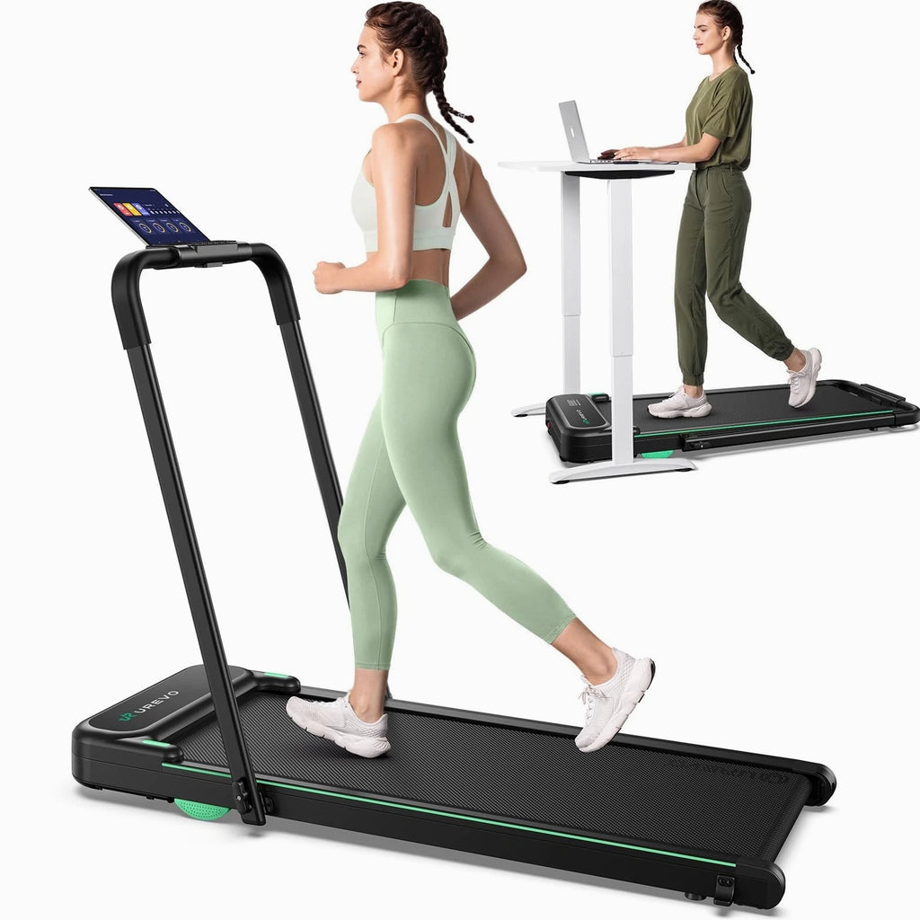 Strol 2E Smart 2-in-1 Folding Treadmill, Compact Walking Pad with Safety Handrails