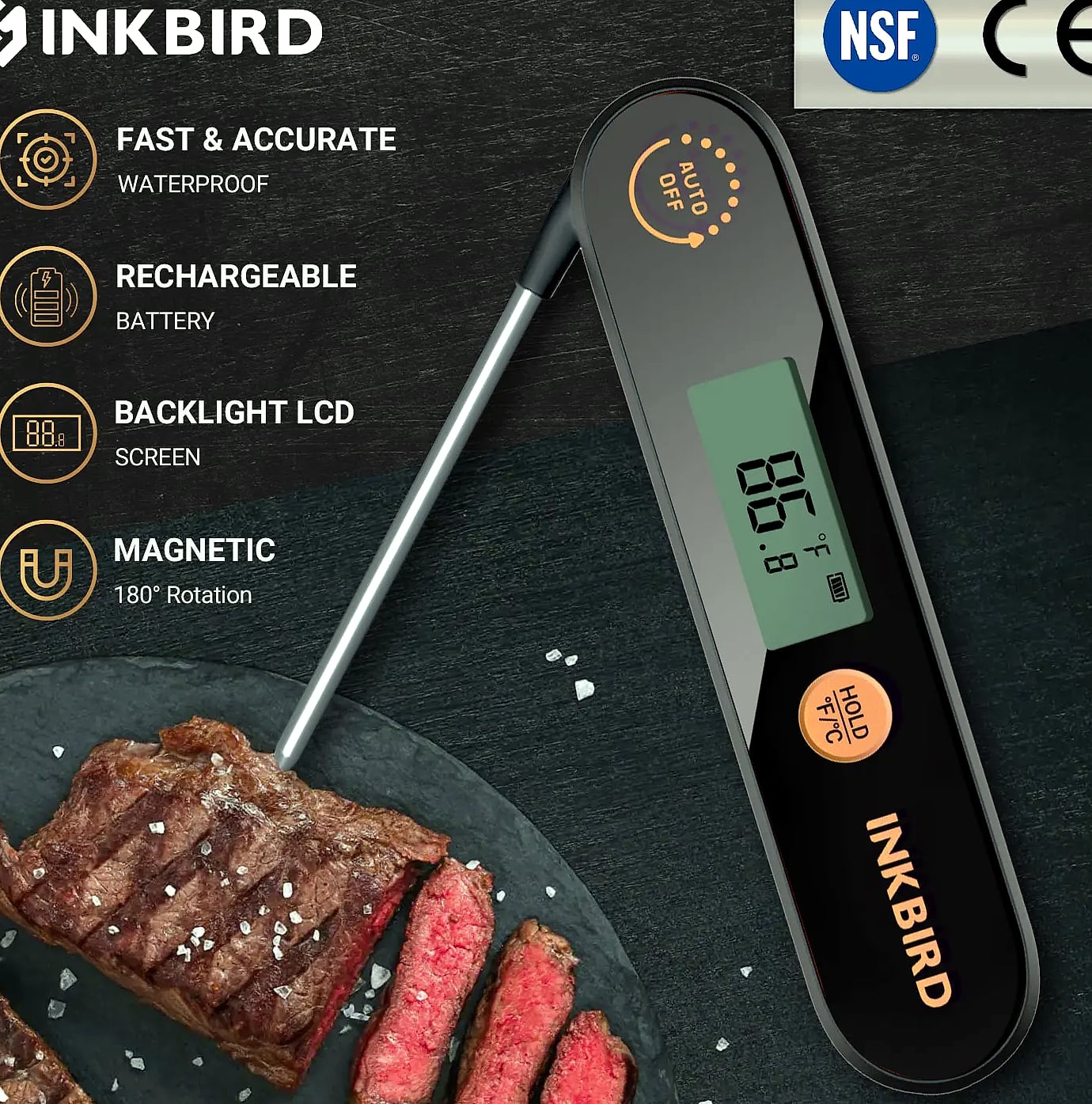 INKBIRD IHT-1X Meat Thermometer with Foldable Probes
