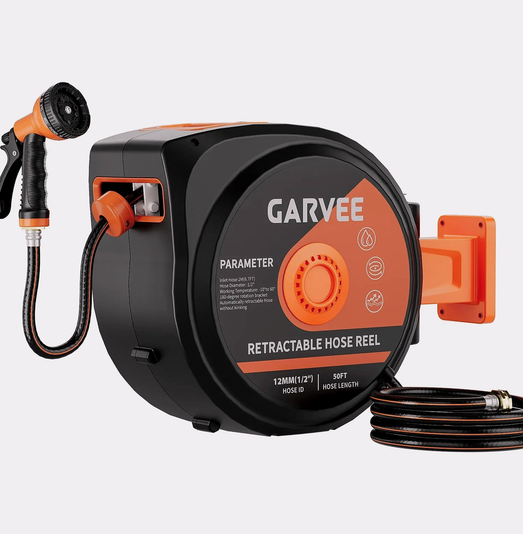 HiMISS Retractable Garden Hose Reel 50FT 100FT 130FT Wall Mounted