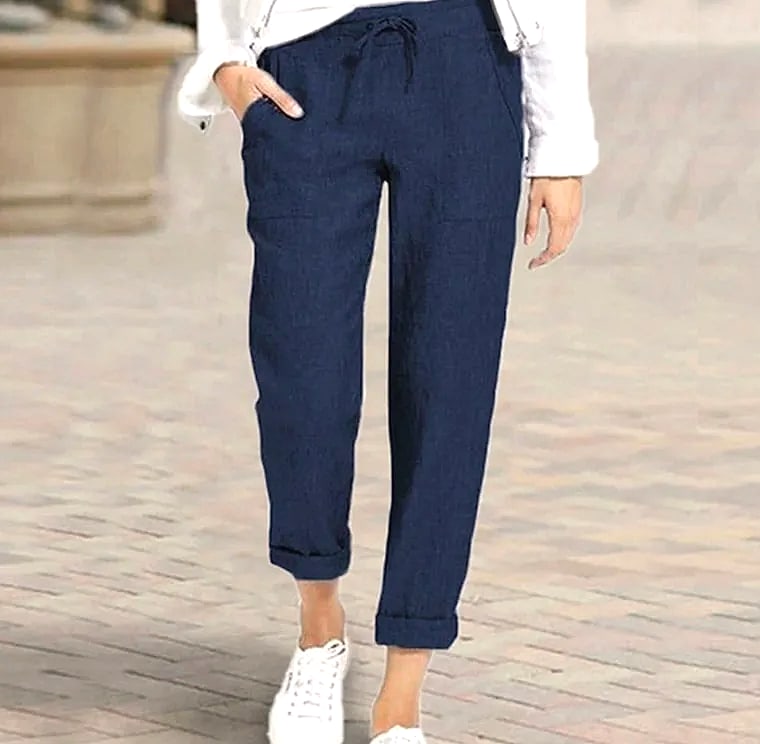 XPQBB Casual Cotton Linen Women's Harem Pants High Waist