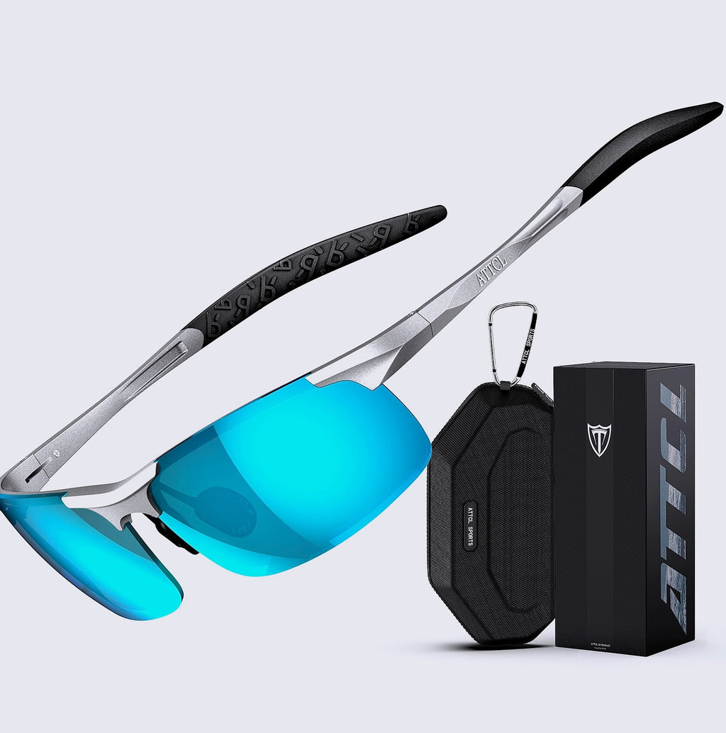 ATTCL Polarized Sunglasses Men Sports Wrap Around UV Protection
