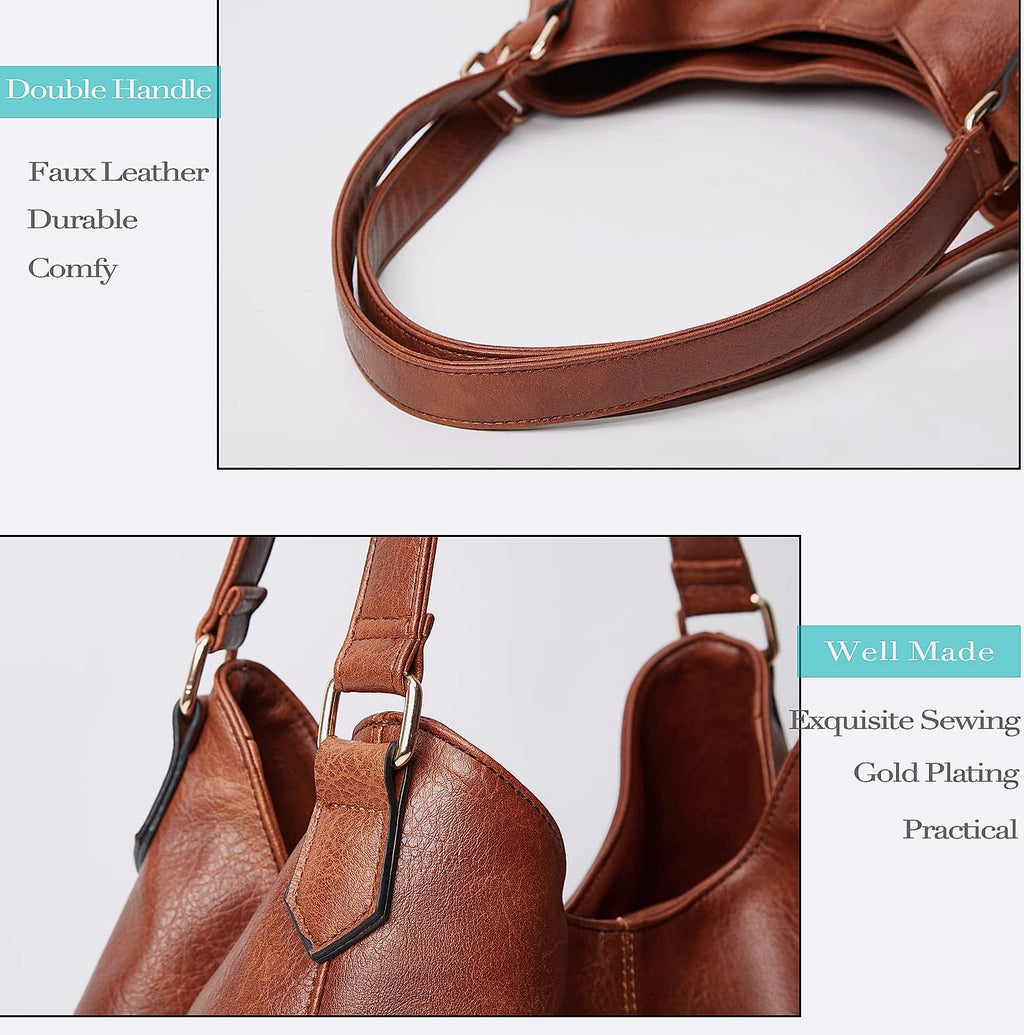 DOURR Women's Vegan Leather Shoulder Bag with Multi Compartments