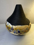 Stunning Yellow And Brown Pottery And Glass Millefiori Vase