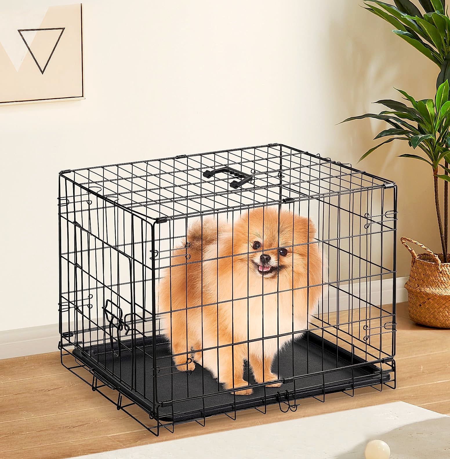 Sweetcrispy 24 Inch Single Door Dog Crate for Small Dogs