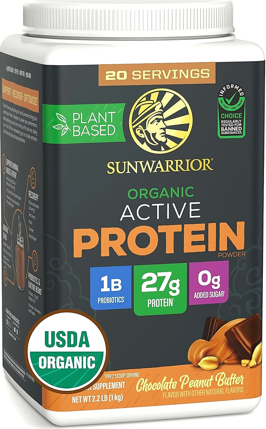 Sunwarrior Organic Plant Based Protein Powder Chocolate