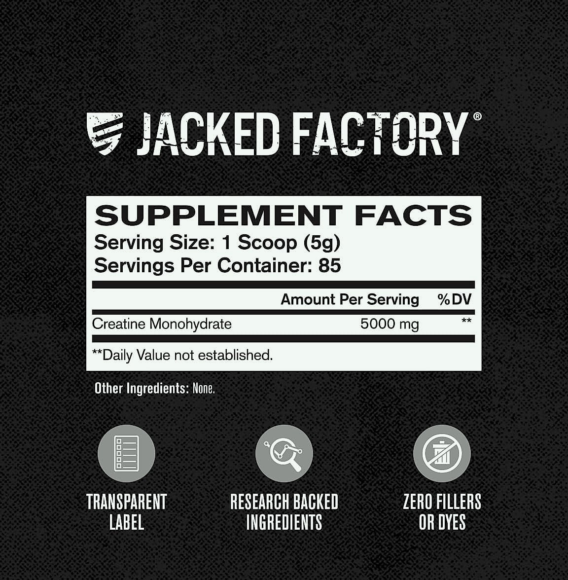 Jacked Factory Creatine Monohydrate Powder 425g Supplement
