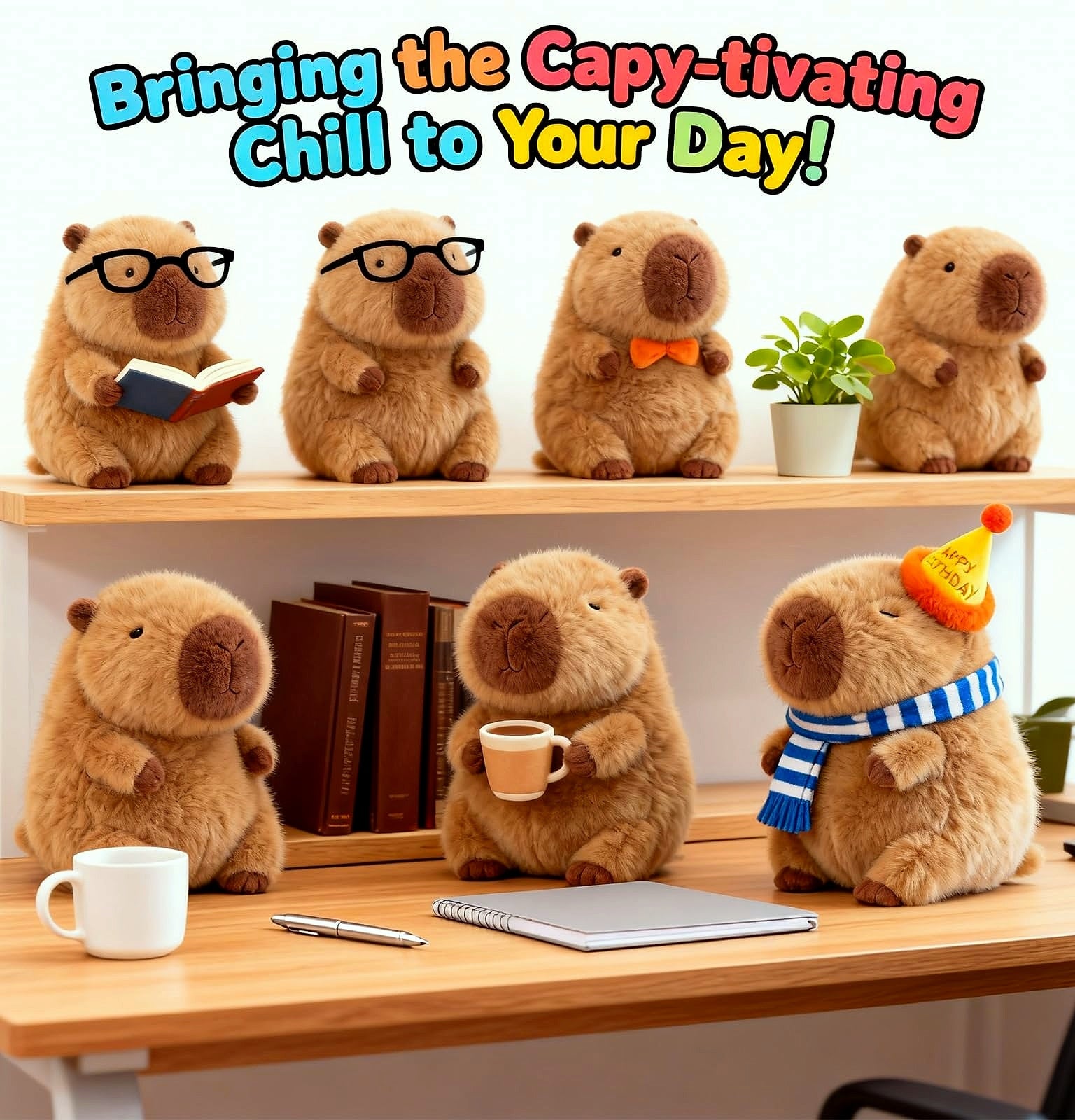 Wonfirang Capybara Plush Toy with Detachable Turtle Backpack