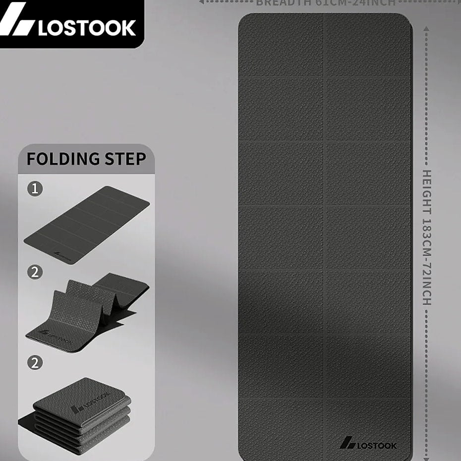 Lostook 4mm TPE Foldable Yoga Mat 183x61cm for Travel