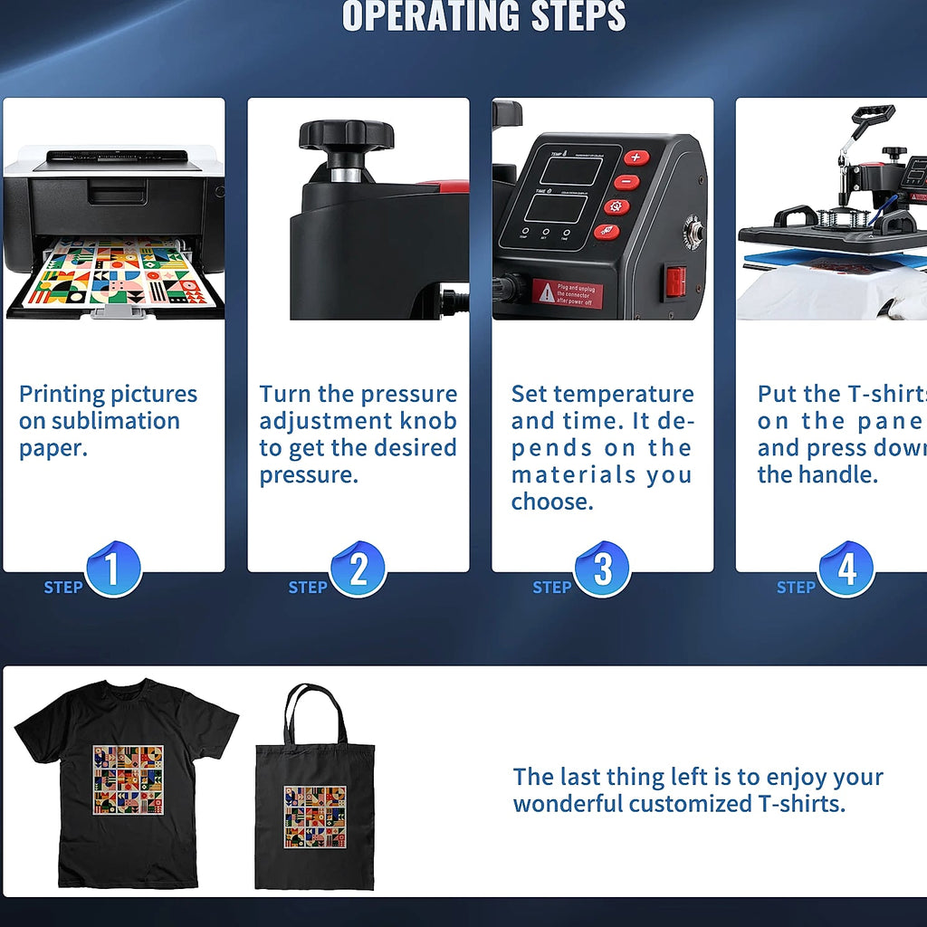 SucceBuy 5-in-1 Heat Press Machine 12x15in Clamshell