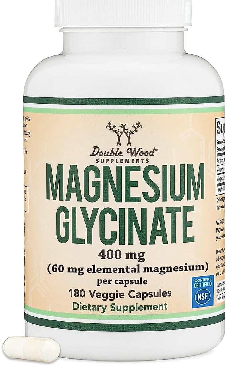 Double Wood Supplements Magnesium Glycinate 400mg, 180 Capsules