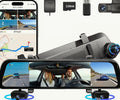 12 inch rear view mirror dash cam, 4 channel GPS WiFi