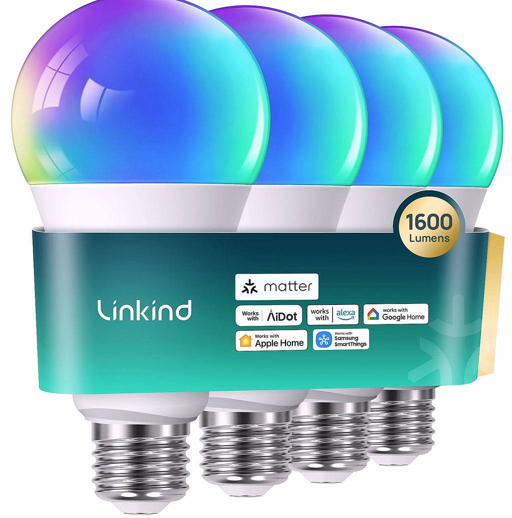 Linkind Matter Smart Light Bulb A19 E26 WiFi RGBTW 6-Pack