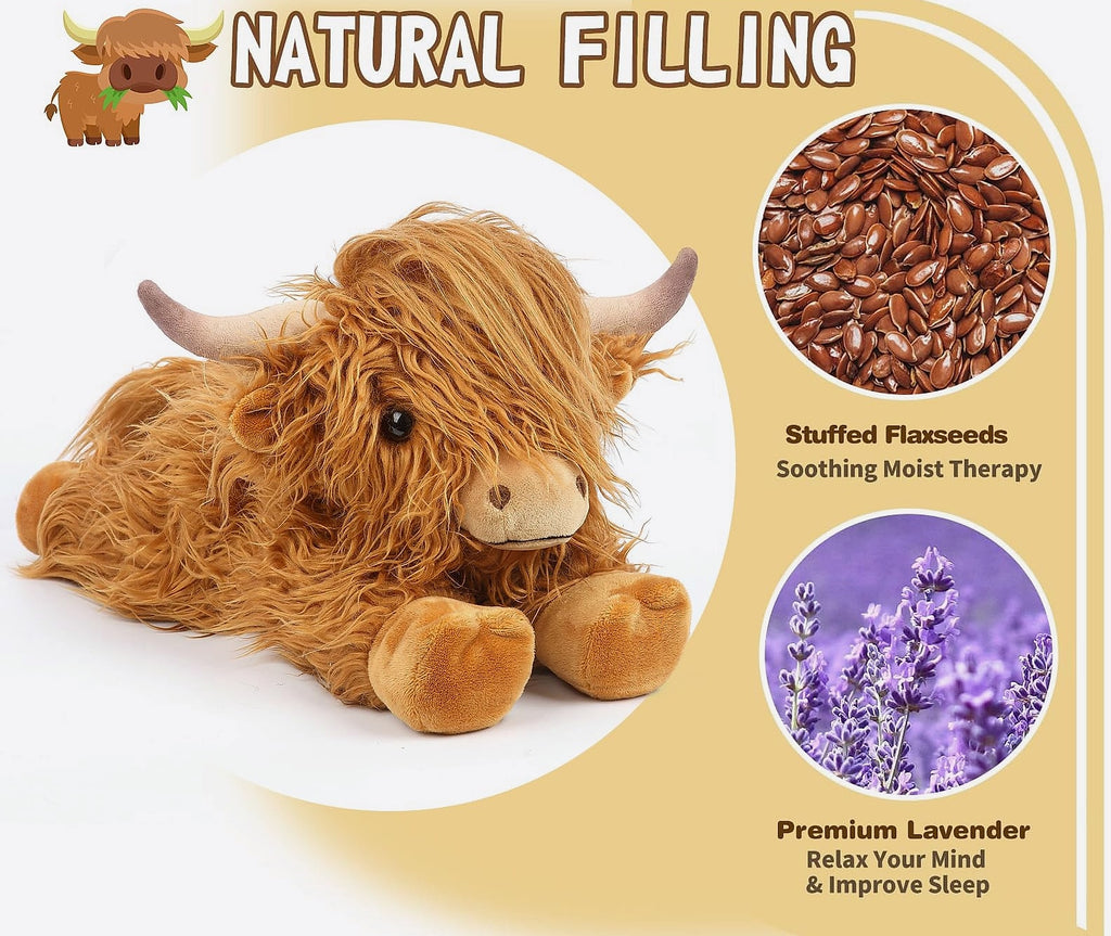 Cuckool Highland Cow Plush Heating Pad with Lavender Scent