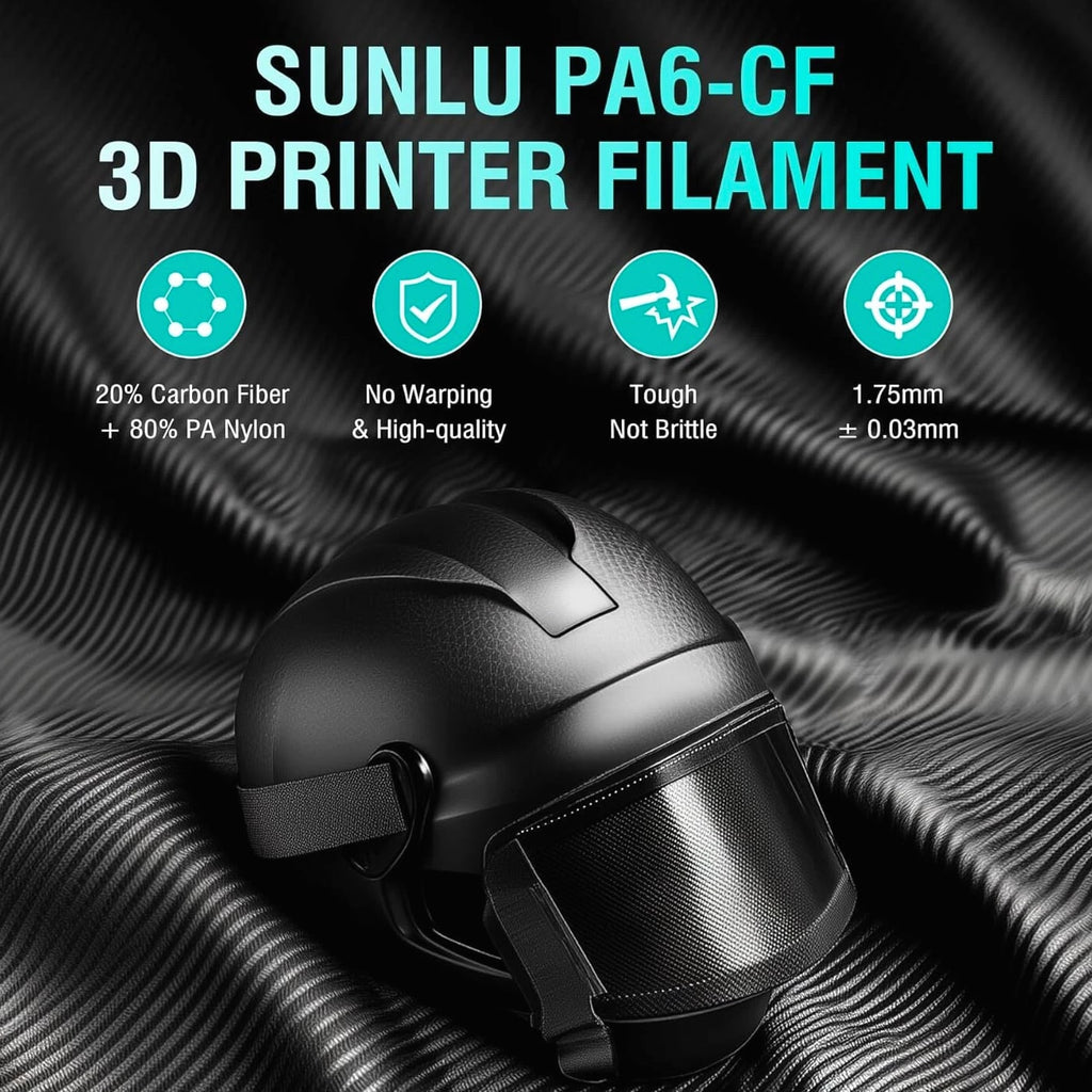 SUNLU Black PA6-CF 3D Printer Filament 1.75MM 1KG Carbon Fiber Nylon
