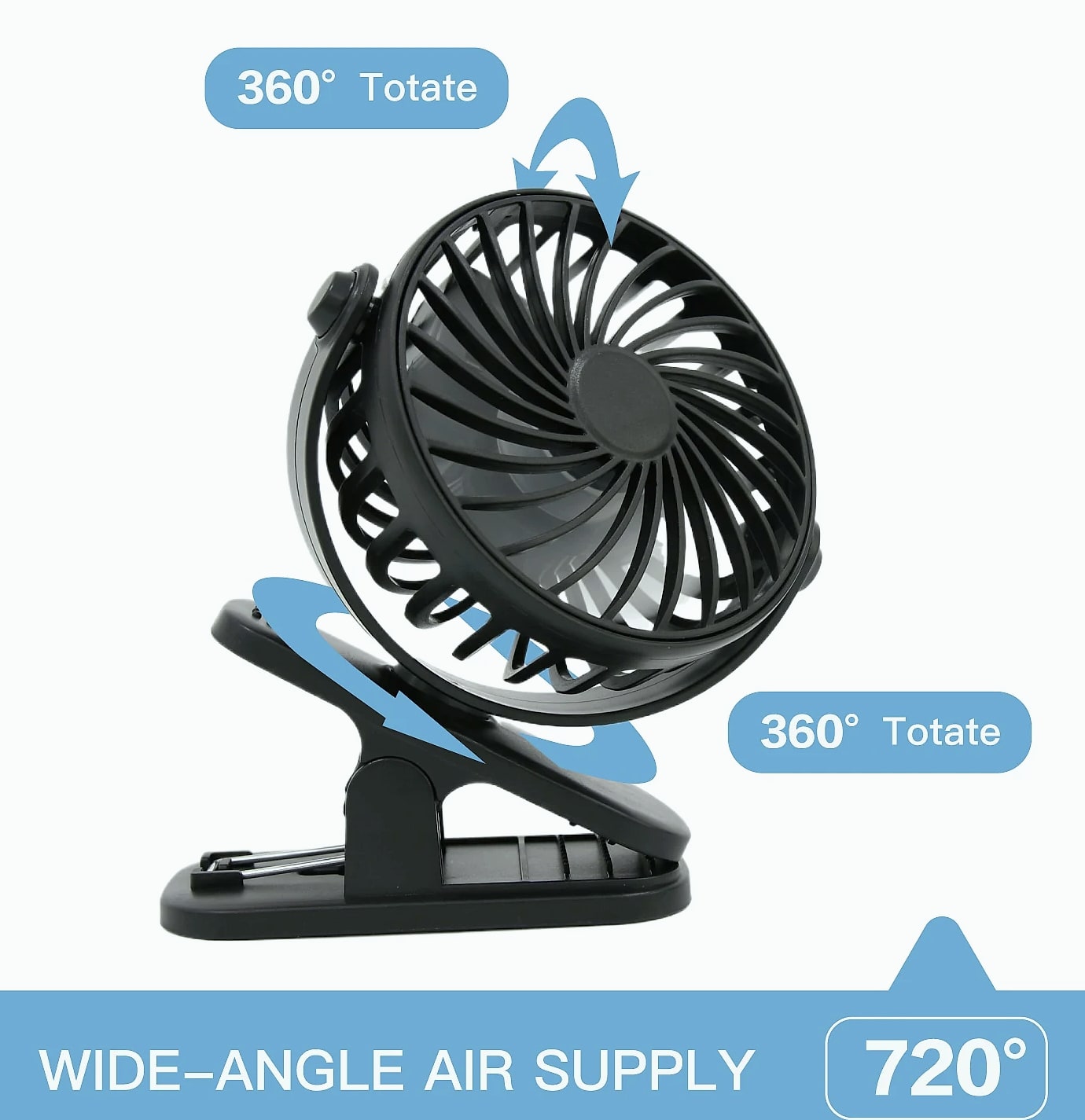 Oeny Mini Clip Fan USB Rechargeable Portable Cooling