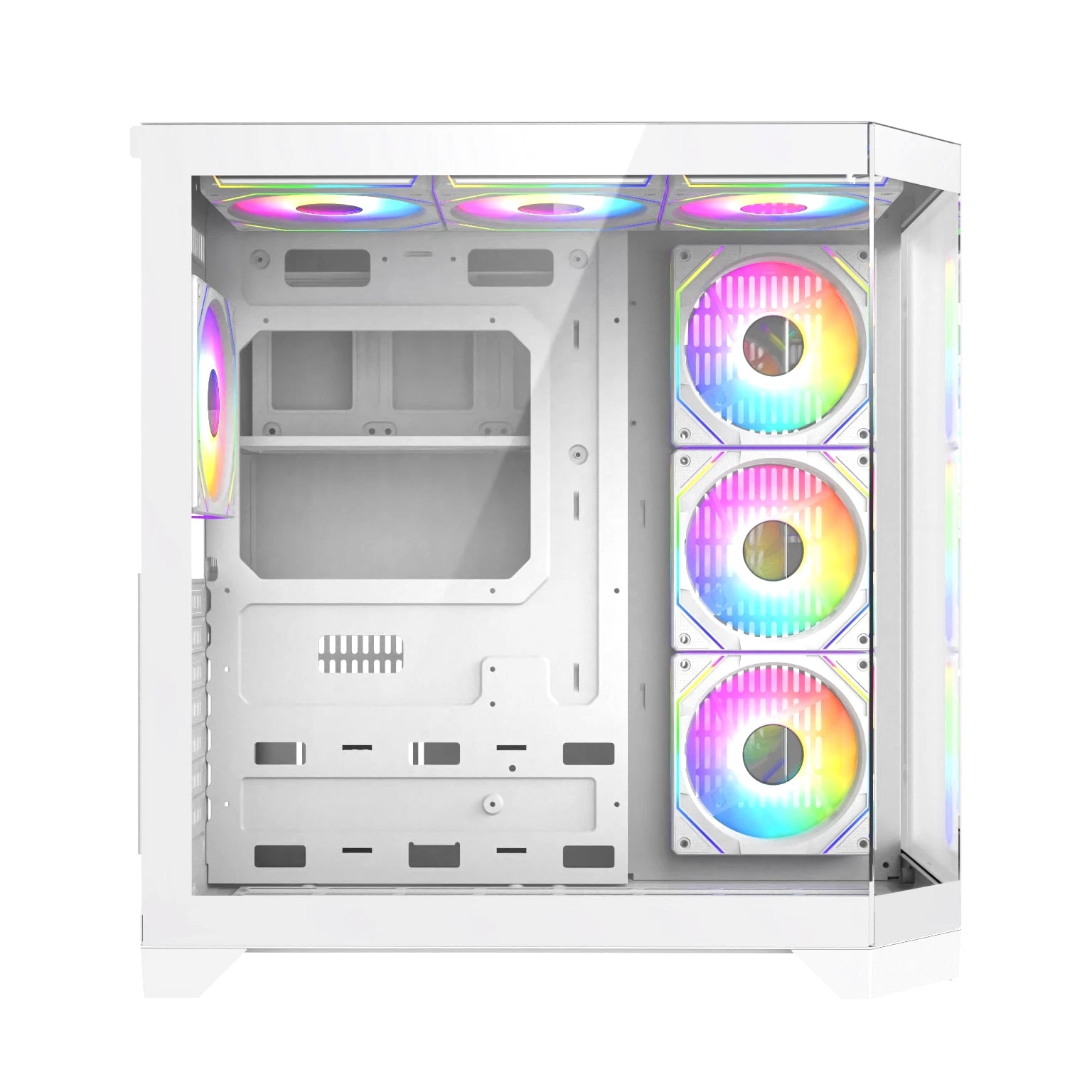 Iceberg Gaming PC Case Crystal Edge White Three Tempered Glass and seven fans