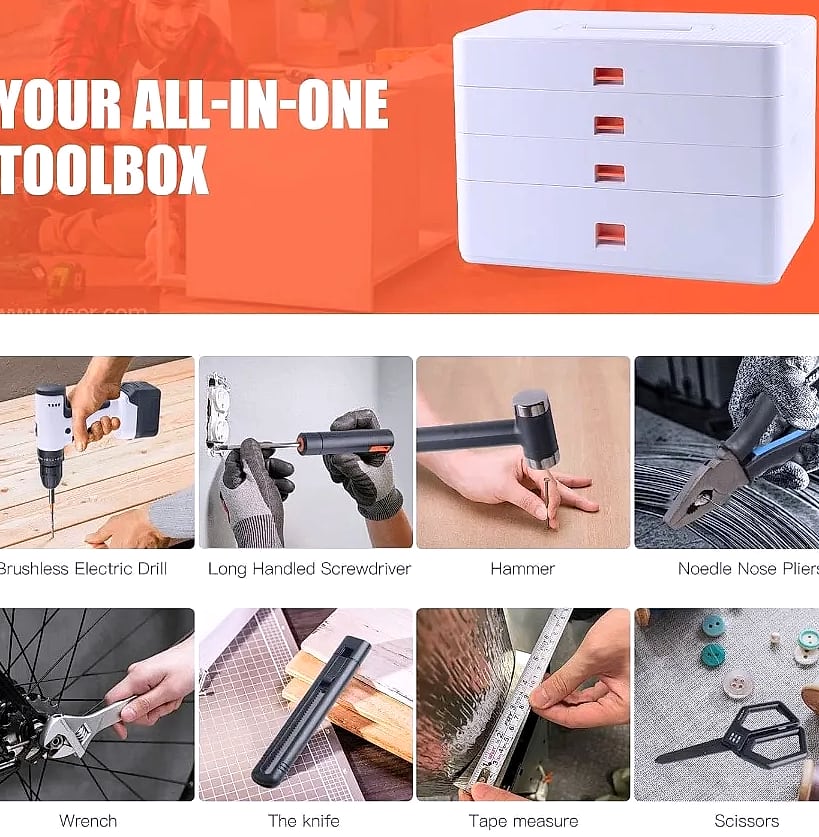 Kankeirr 589-Piece Tool Set with 24V Cordless Drill