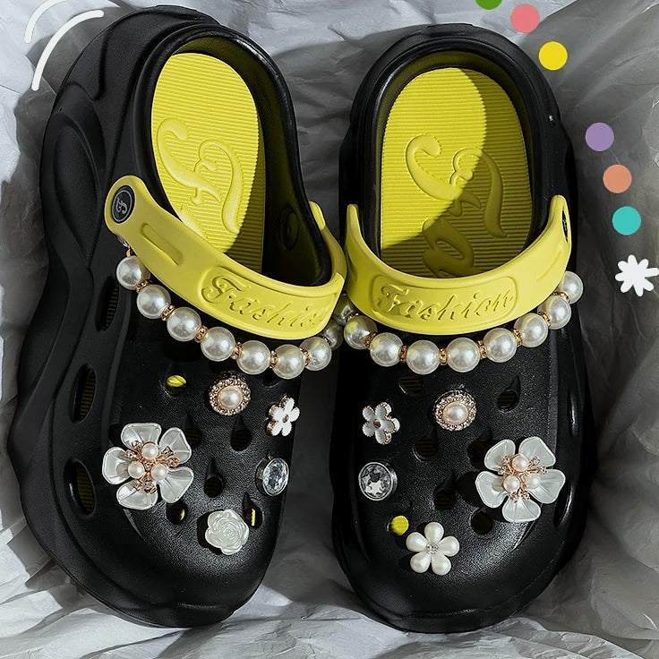 Pearl Chain Chunky Platform Sandals for Women