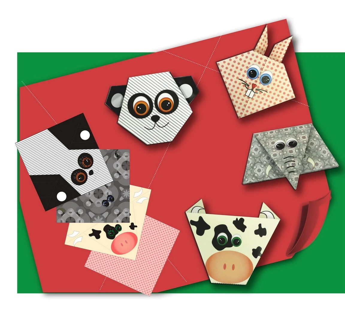 4 Sets Origami Folding Paper DIY Instructional Animal Craft Paper 4 Patterns