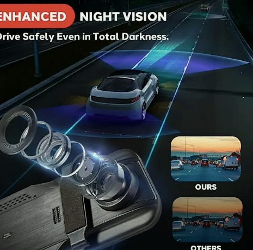 Dual Dash Cam Rearview Mirror 1080p Front and Rear
