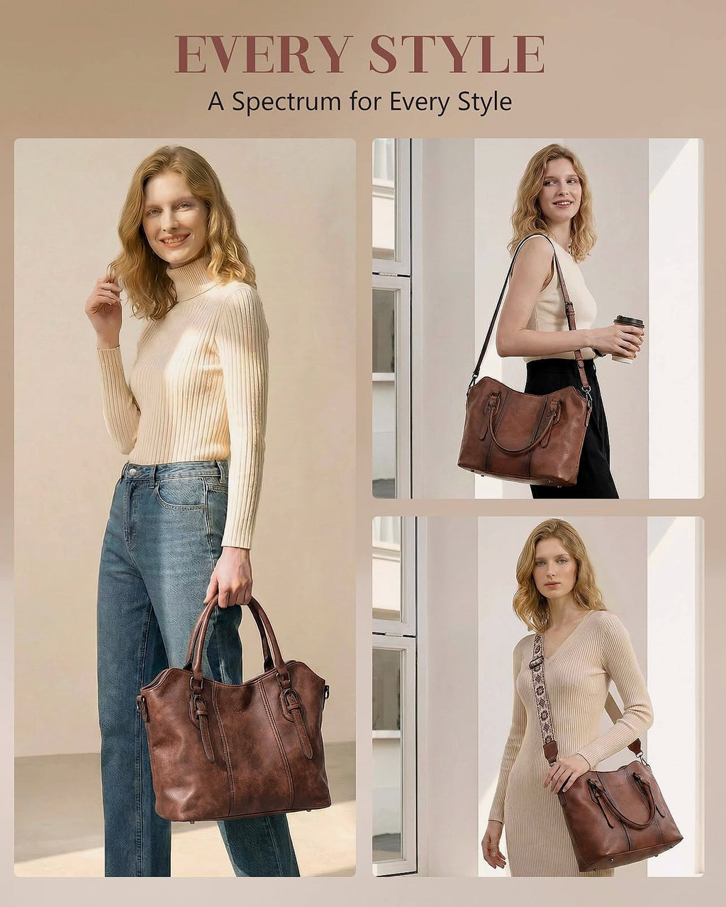 VASCHY Hobo Bag Women Vegan Leather Satchel Crossbody