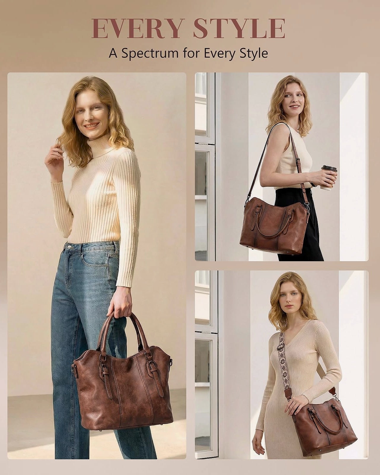 VASCHY Hobo Bag Women Vegan Leather Satchel Crossbody