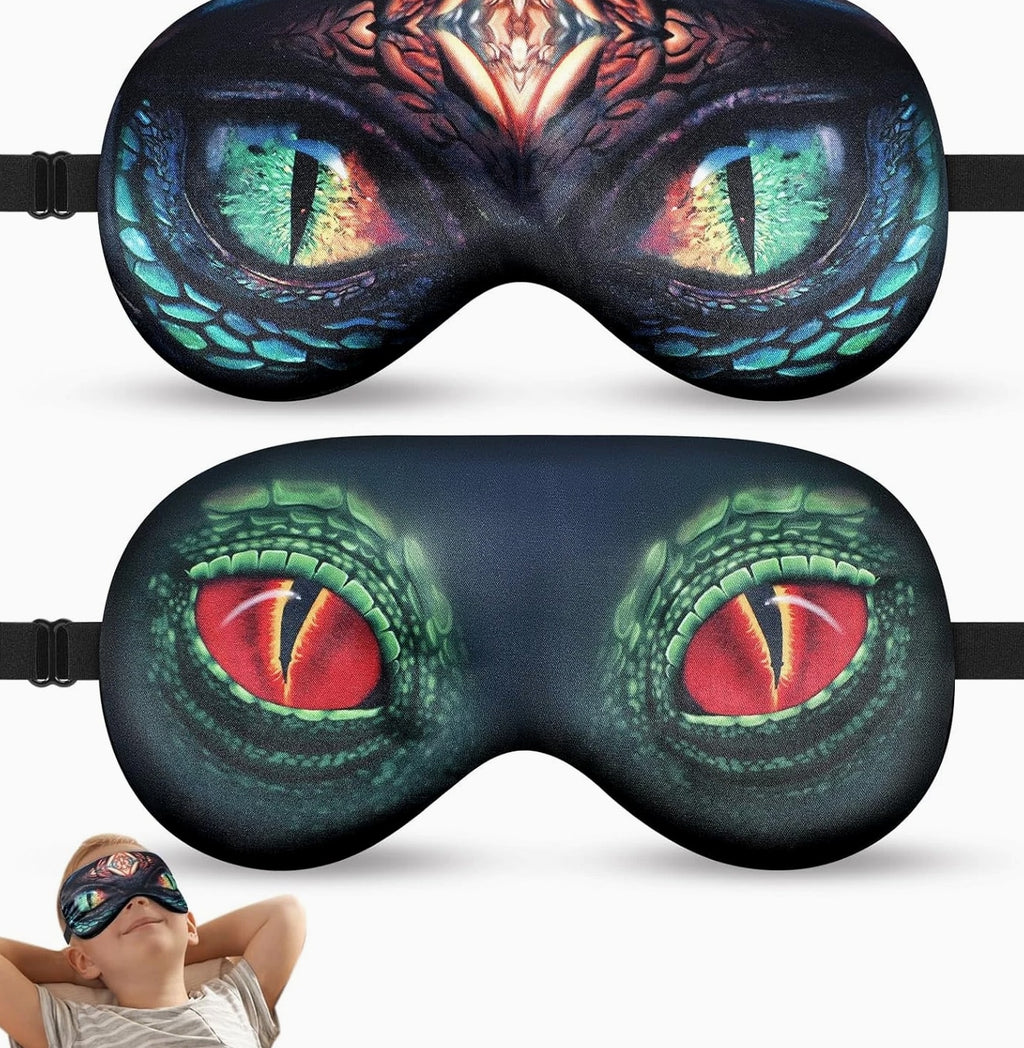 2 Pcs Sleep Mask for Kids Boys, Silk Eye Covers for Sleeping, Adjustable Strap &