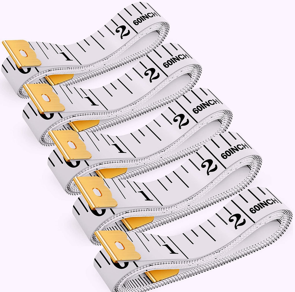 iBayam 60-Inch Soft Measuring Tape, 5-Pack for Sewing and Body Measurement