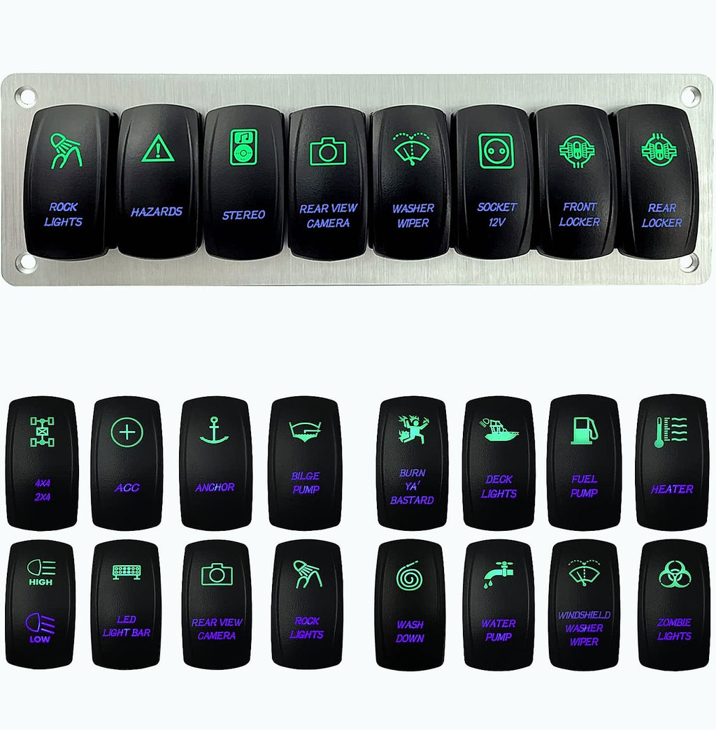 BACAUTOPARTS 8-Way Marine Switch Panel 12V/24V Rocker