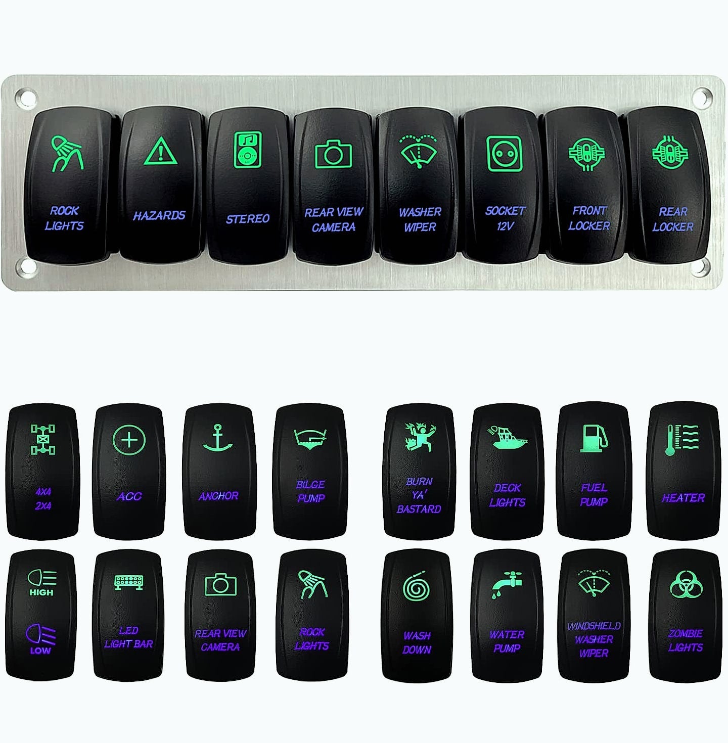 BACAUTOPARTS 8-Way Marine Switch Panel 12V/24V Rocker